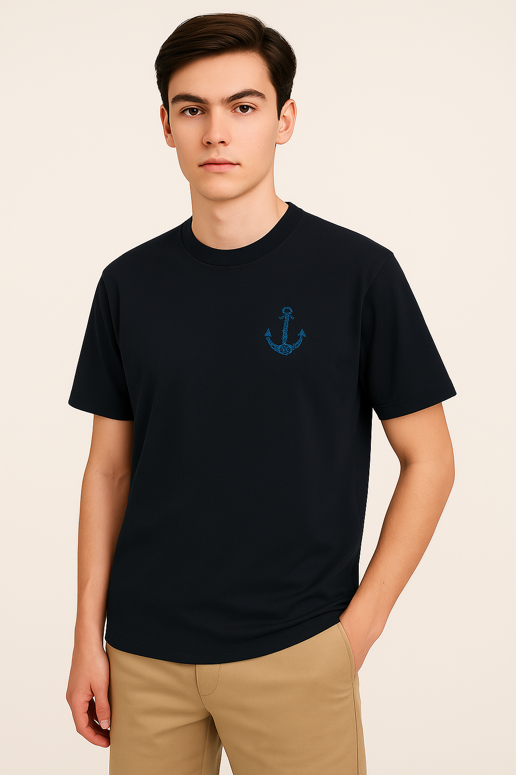“Baroque Anchor” embroidered T-shirt