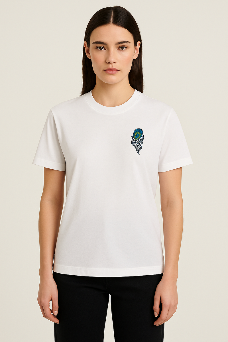 Embroidered T-shirt – Peacock Feather