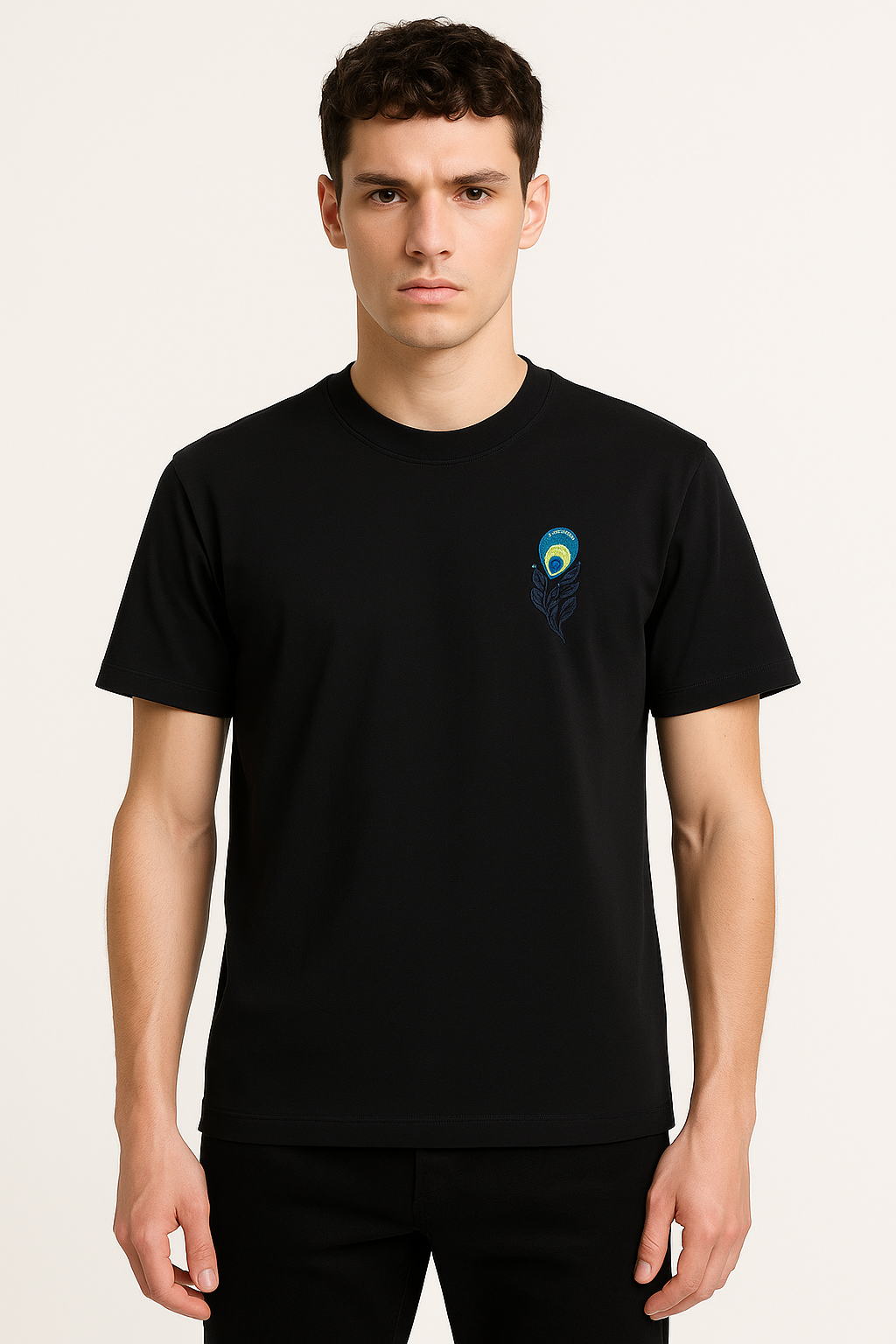 Embroidered T-shirt – Peacock Feather