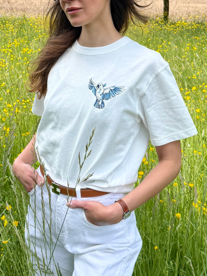 T-shirt brodé Le Cacatoès Bleu