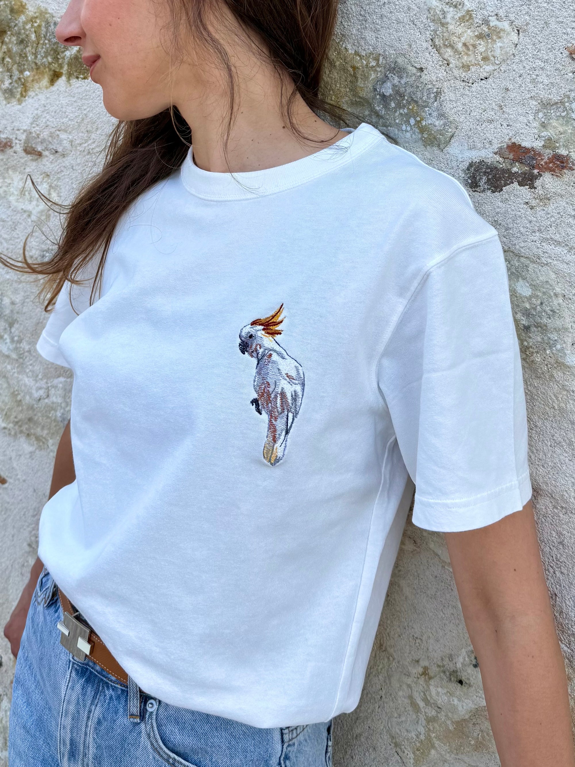 Embroidered T-shirt The Sulphur-crested Cockatoo