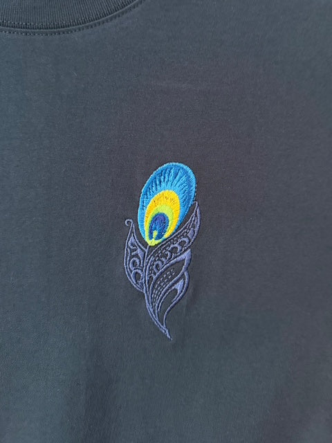Embroidered T-shirt – Peacock Feather